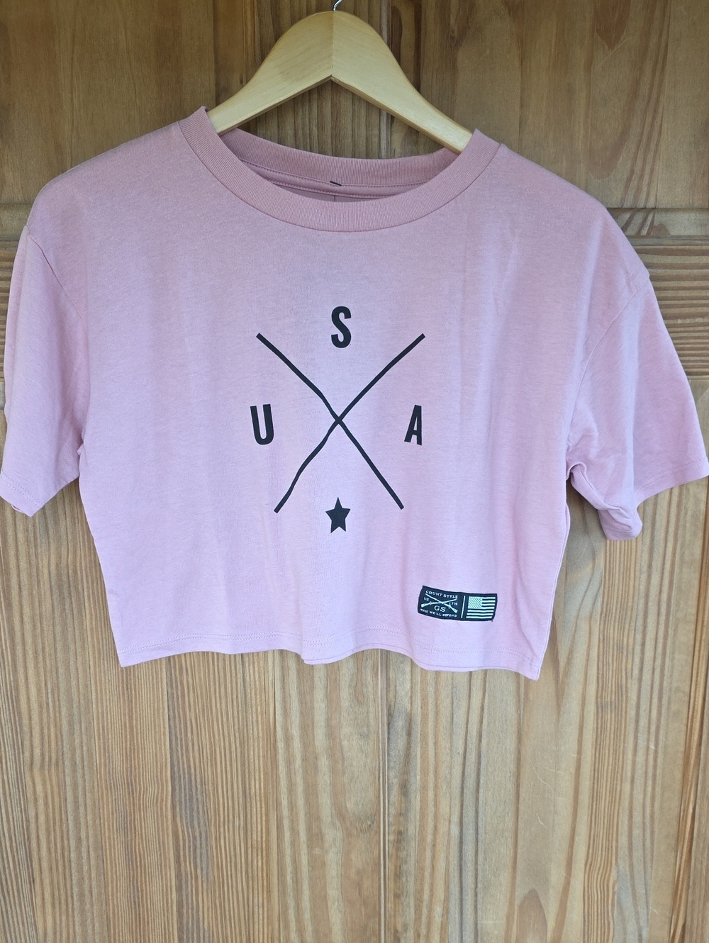 Pink USA Graphic Crop Tee